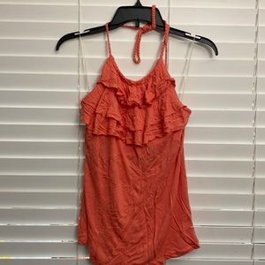 Banana Republic coral/orange halter top with braided detail size medium